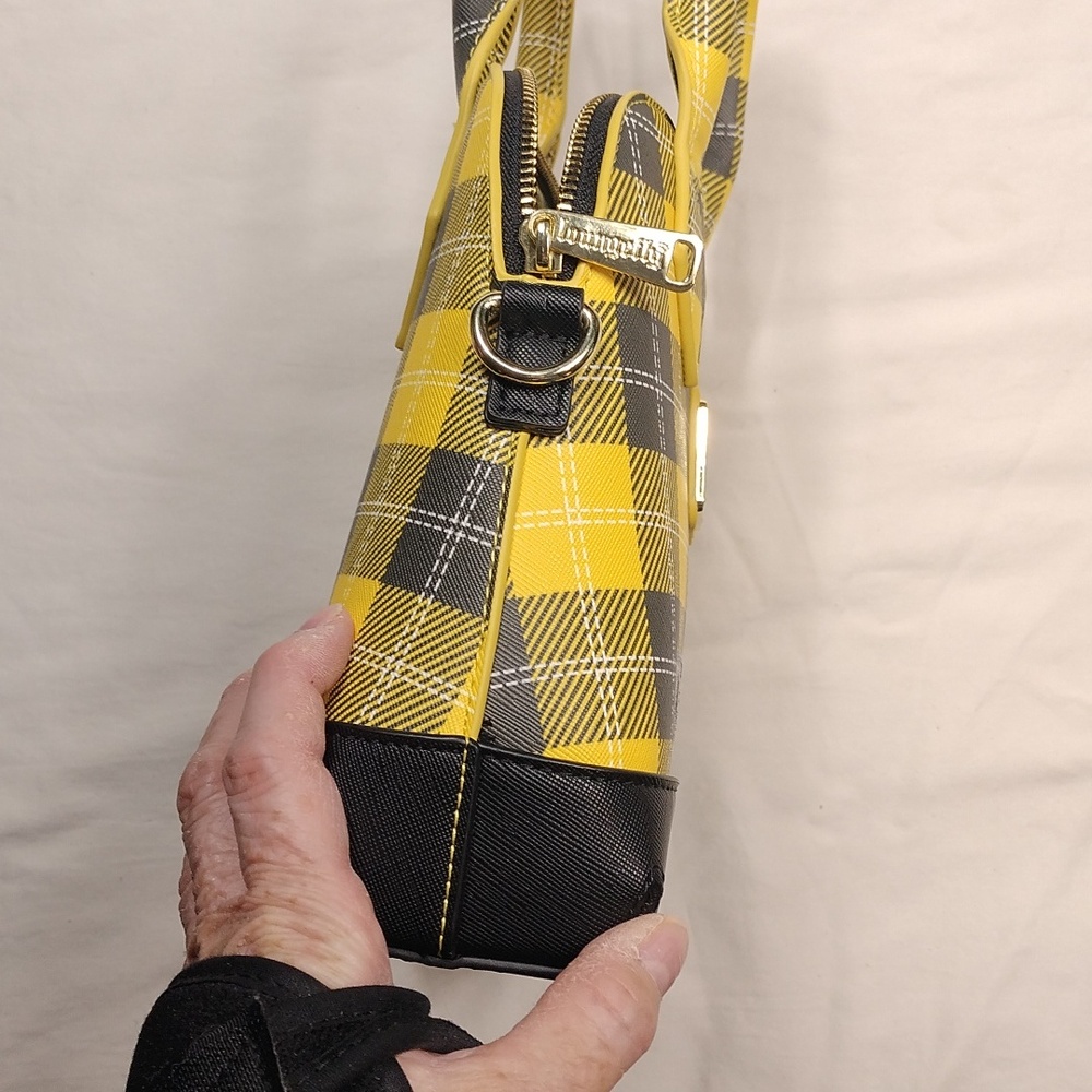 Hufflepuff Loungefly Yellow and Black Plaid Handbag - Picture 8 of 14